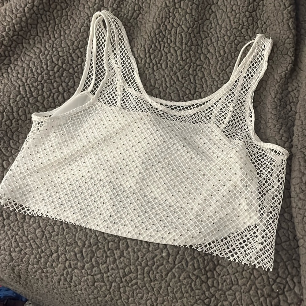 Fishnet sparkle crop top
